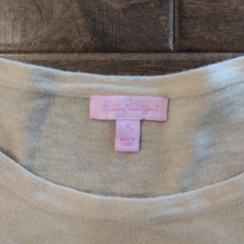 LILLY PULITZER Women's blue tan colorblock Pullover Sweater - S - Picture 8 of 12